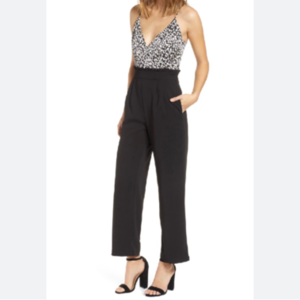 J.O.A. Black and Cream print jumpsuit size M